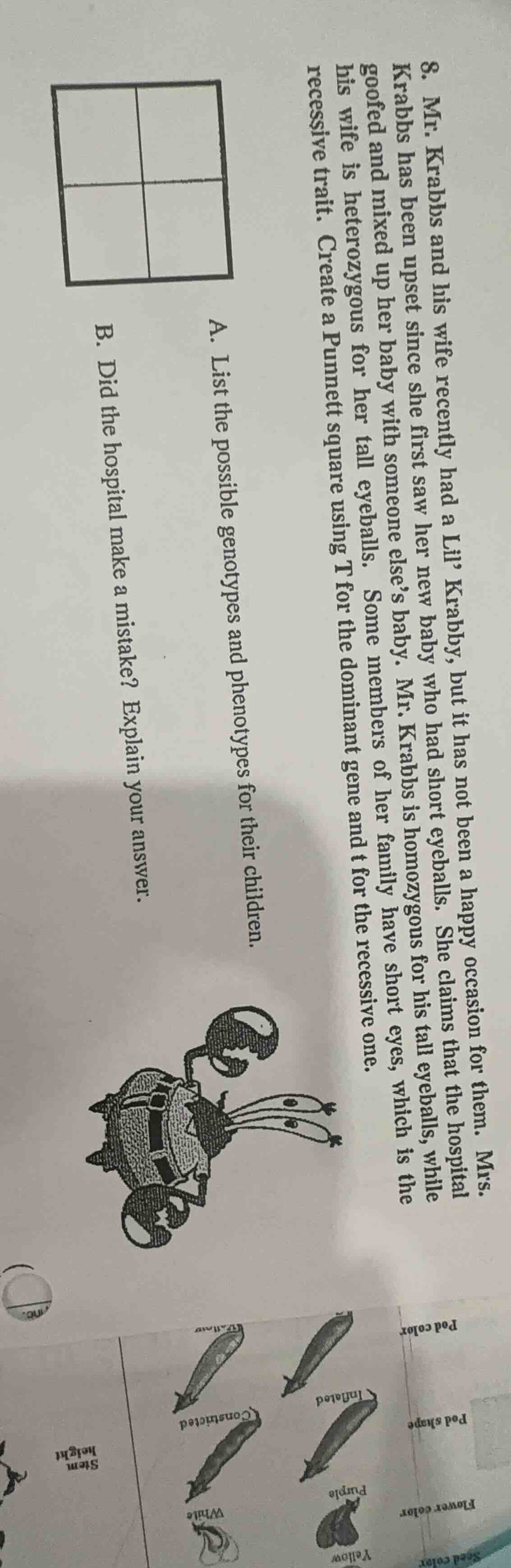 8. mr. krabbs and his wife recently had a lil’ krabby, but it has not b…