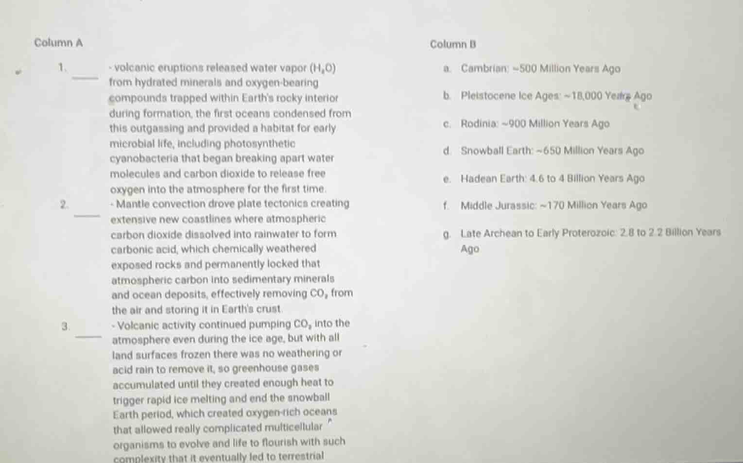 column a 1. - volcanic eruptions released water vapor (h₂o) from hydrat…