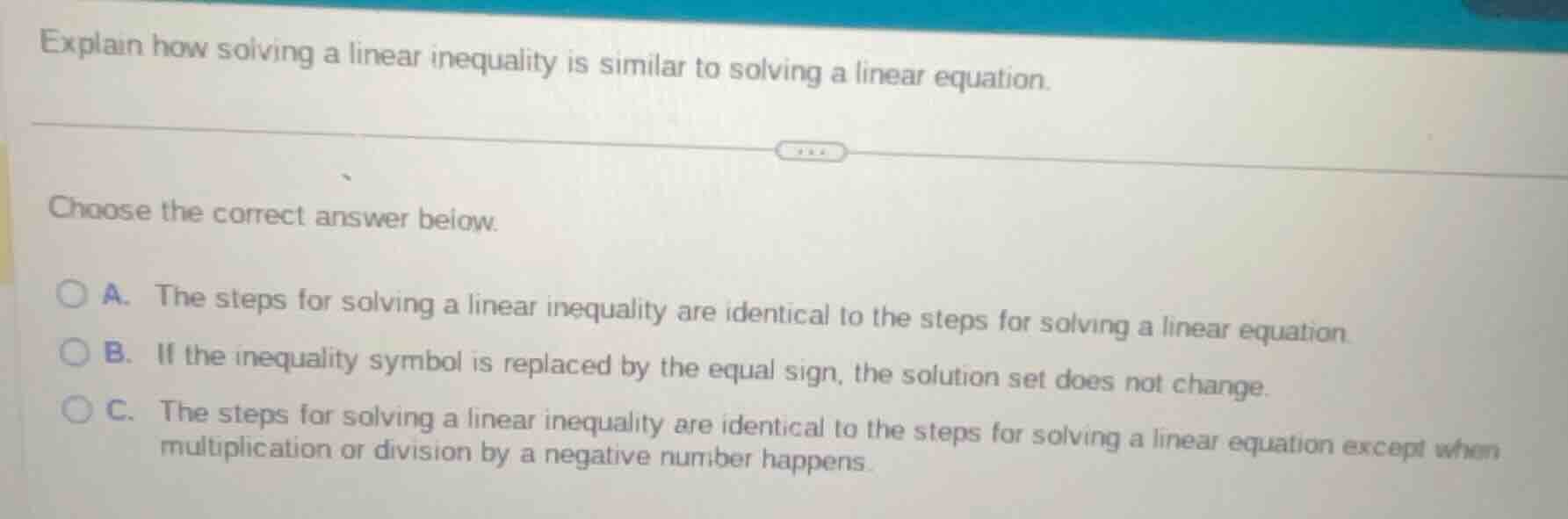 explain how solving a linear inequality is similar to solving a linear …