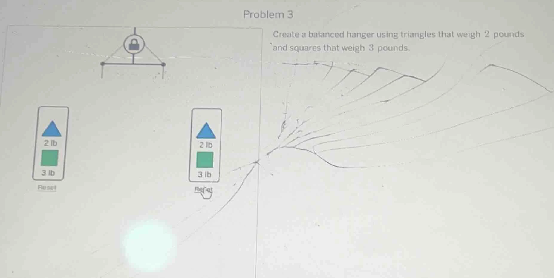 problem 3 create a balanced hanger using triangles that weigh 2 pounds …