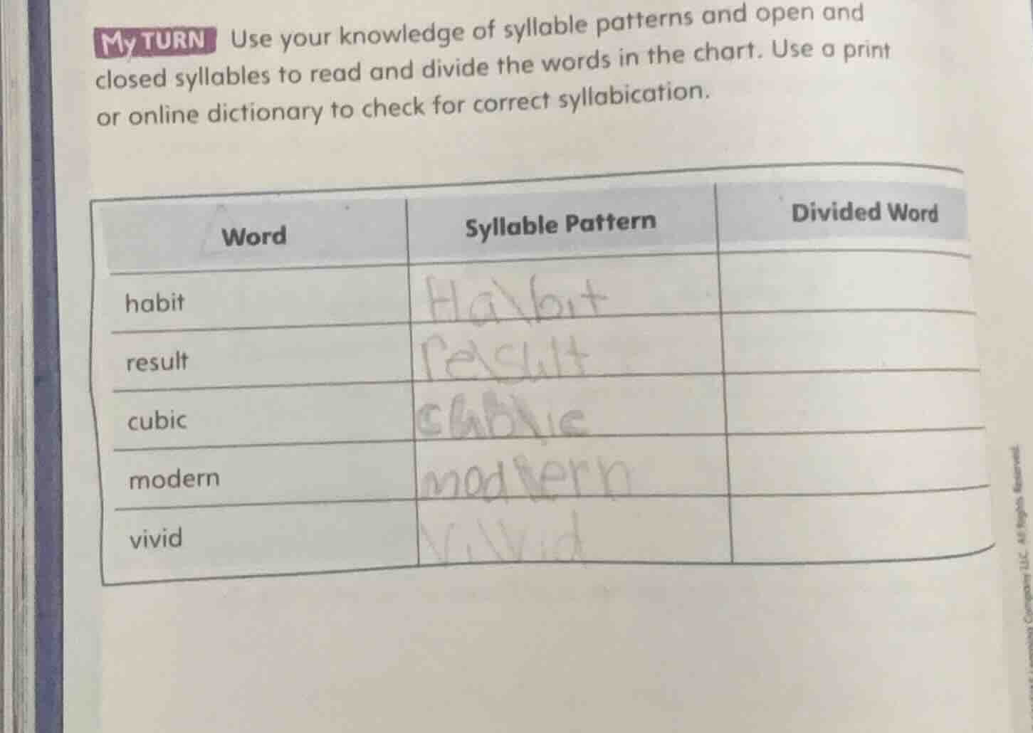 my turn use your knowledge of syllable patterns and open and closed syl…