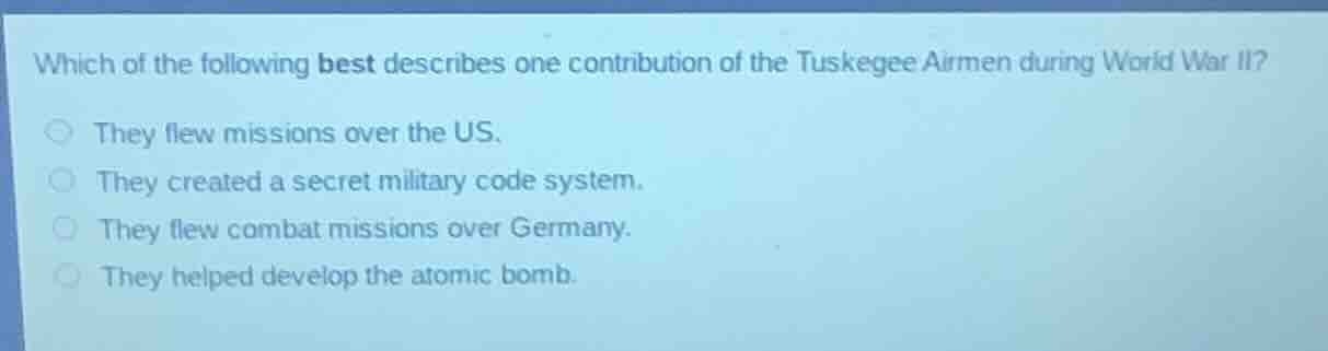which of the following best describes one contribution of the tuskegee …