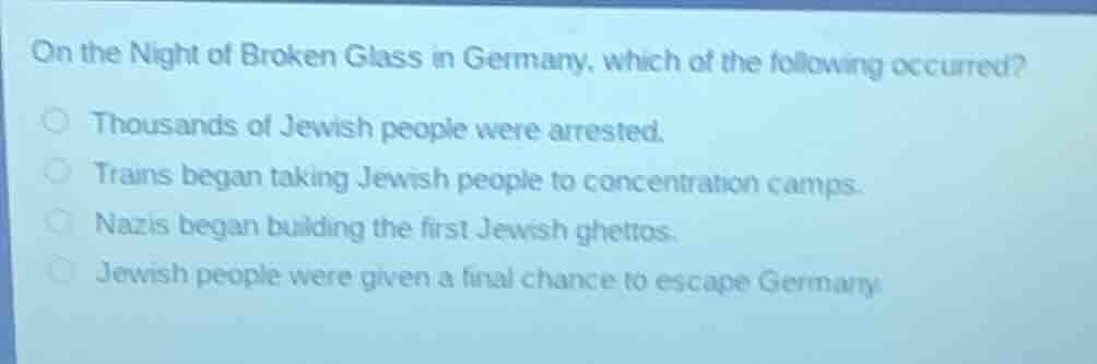 on the night of broken glass in germany, which of the following occurre…