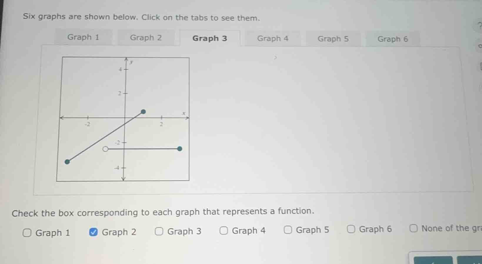 six graphs are shown below. click on the tabs to see them. graph 1 grap…