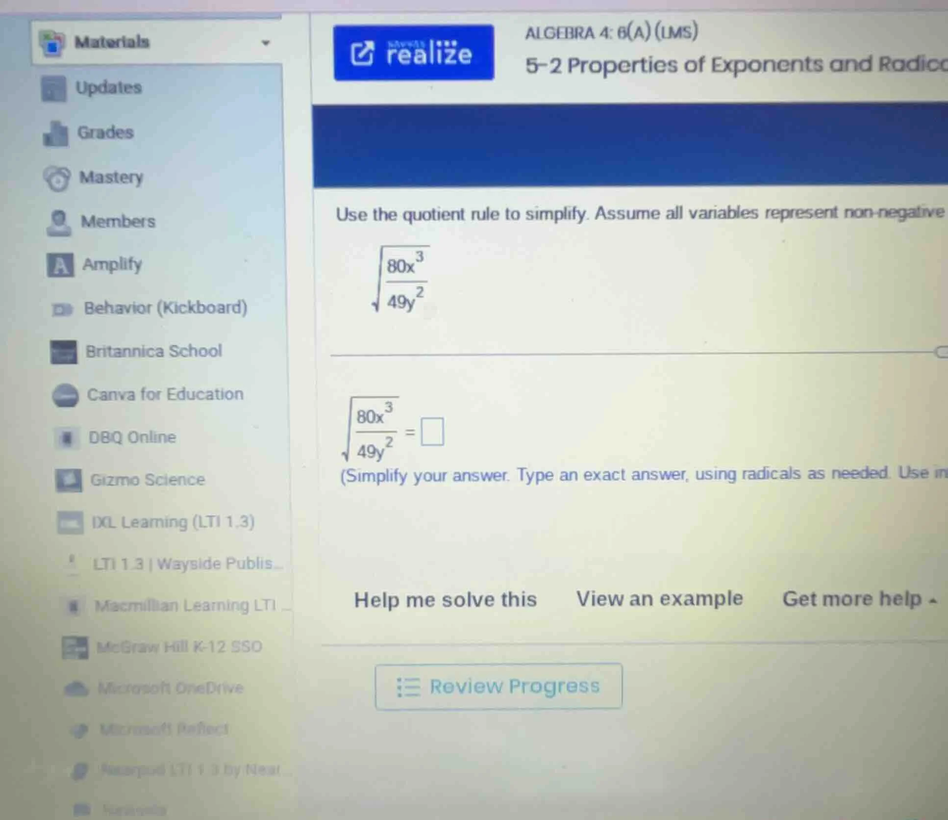 use the quotient rule to simplify. assume all variables represent non -…
