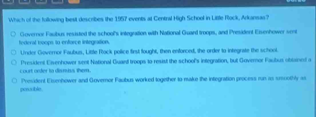 which of the following best describes the 1957 events at central high s…