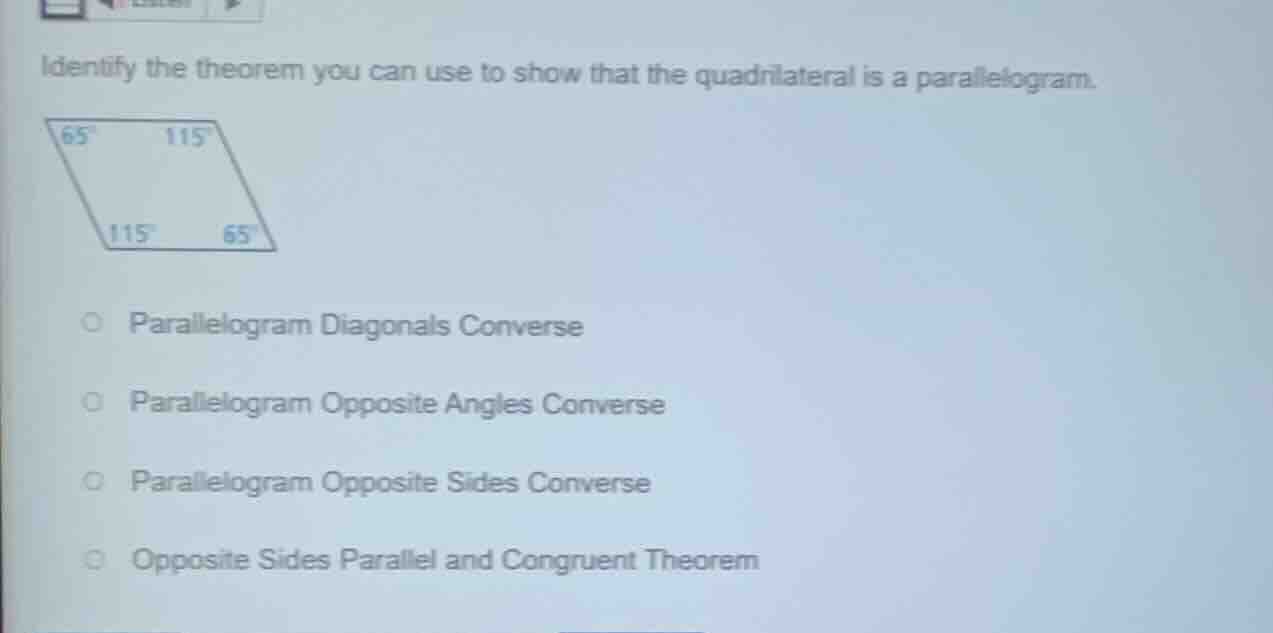 identify the theorem you can use to show that the quadrilateral is a pa…
