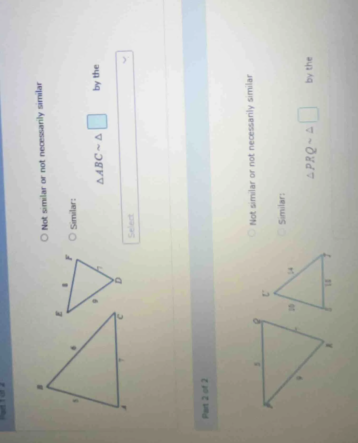 not similar or not necessarily similar ○ not similar ○ similar: △abc ~ …