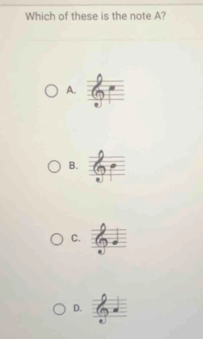 which of these is the note a? a. b. c. d.