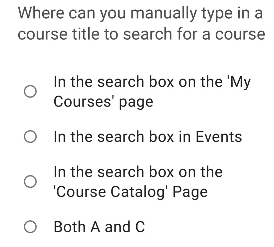 where can you manually type in a course title to search for a course in…