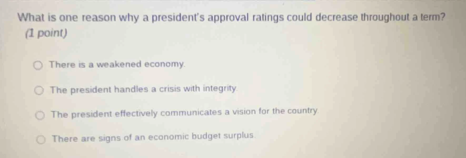 what is one reason why a president’s approval ratings could decrease th…