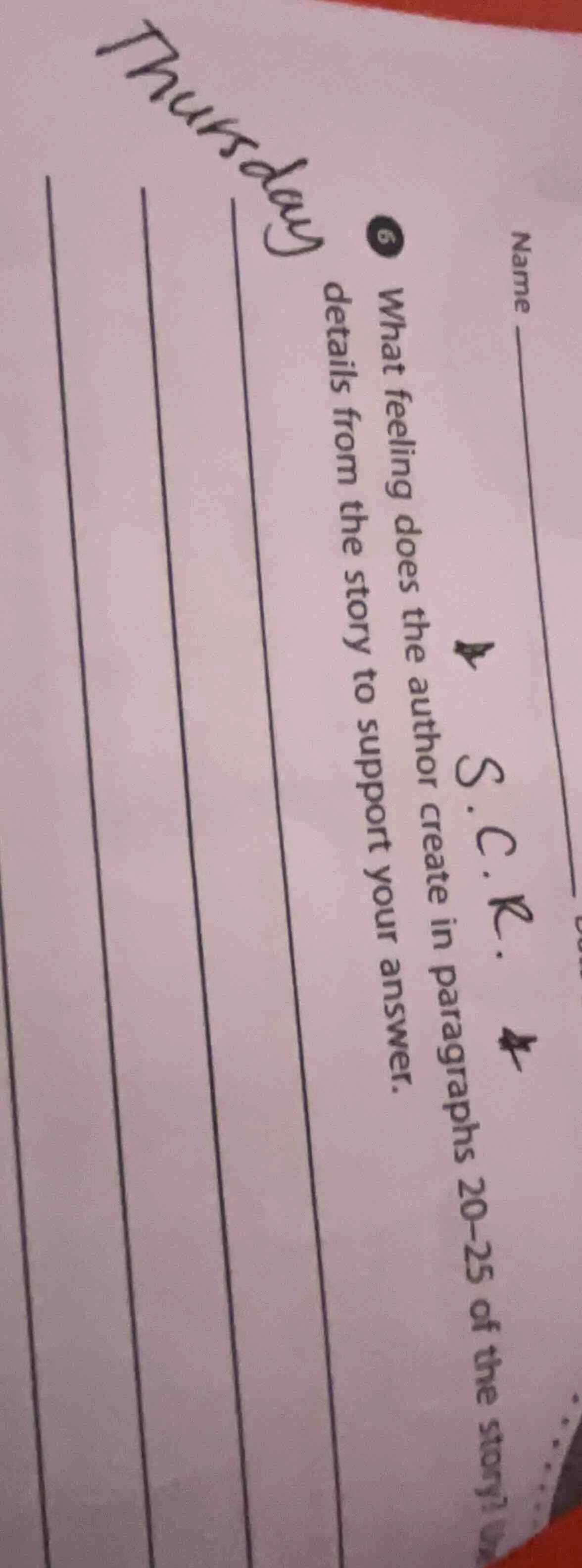 6 what feeling does the author create in paragraphs 20-25 of the story?…
