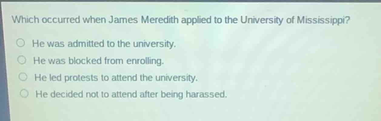 which occurred when james meredith applied to the university of mississ…