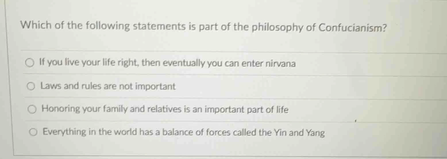 which of the following statements is part of the philosophy of confucia…