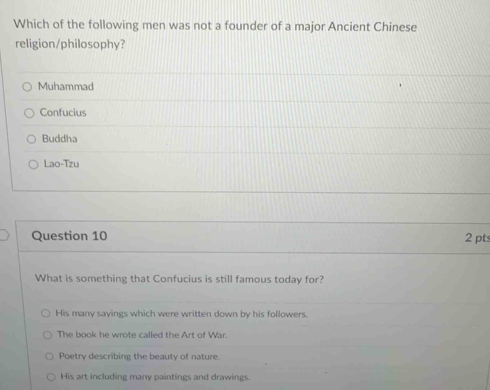 which of the following men was not a founder of a major ancient chinese…