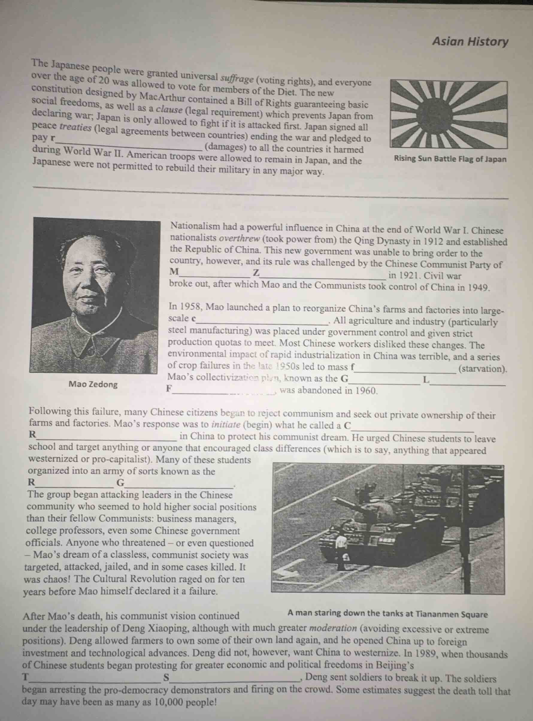 asian history the japanese people were granted universal suffrage (voti…