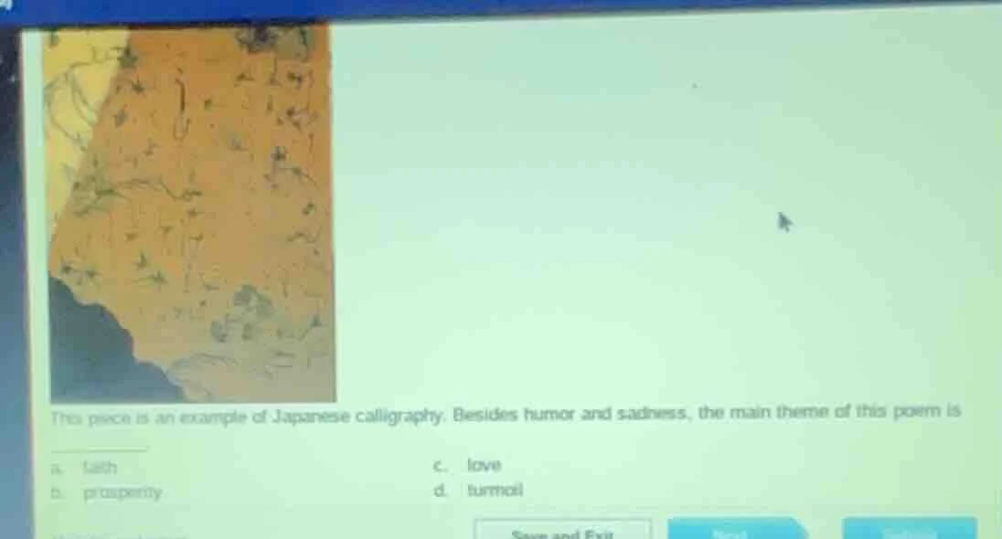 this piece is an example of japanese calligraphy. besides humor and sad…