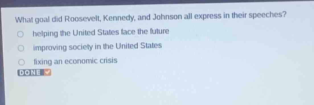 what goal did roosevelt, kennedy, and johnson all express in their spee…