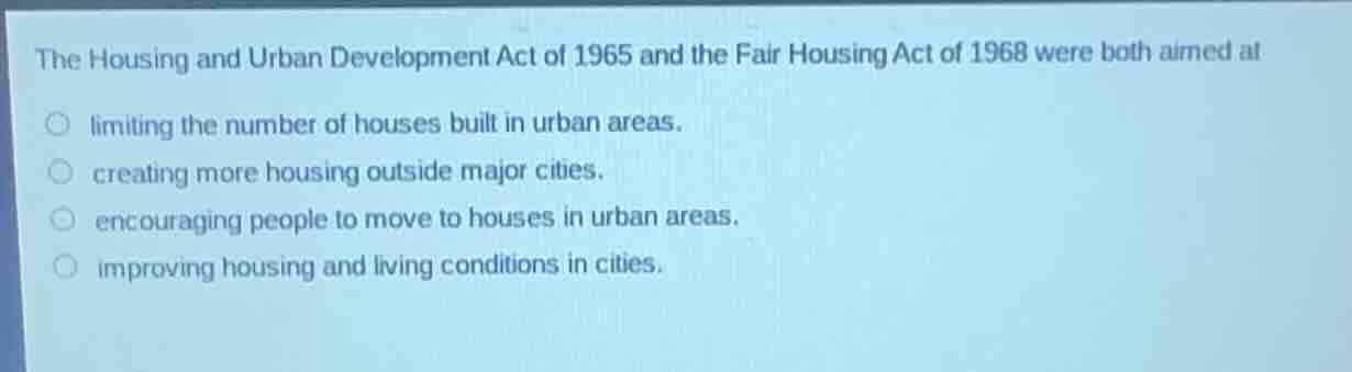 the housing and urban development act of 1965 and the fair housing act …