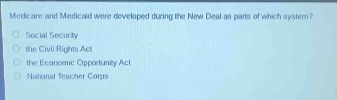 medicare and medicaid were developed during the new deal as parts of wh…