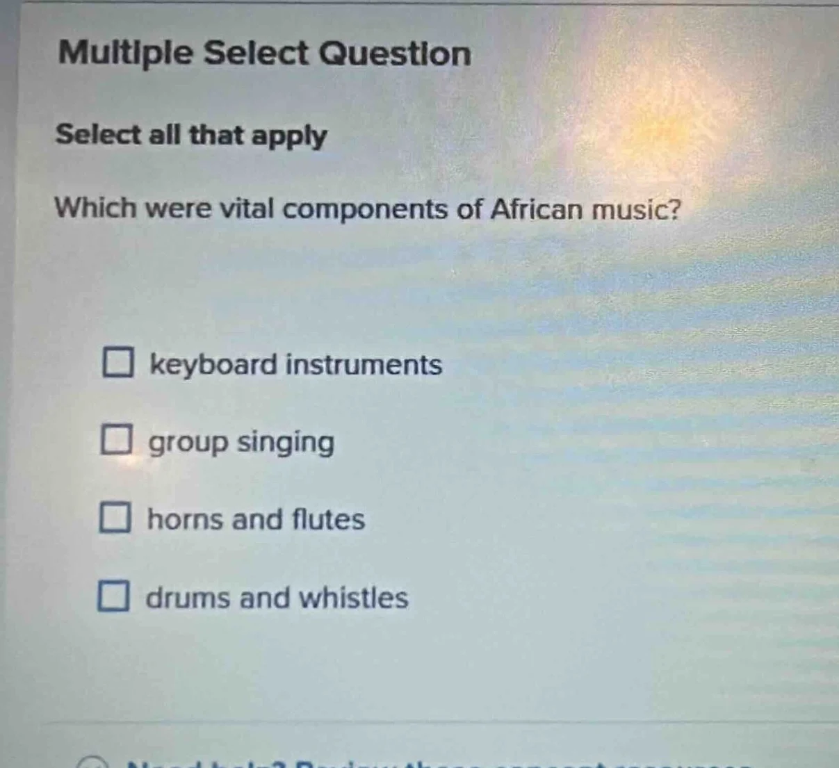 multiple select question select all that apply which were vital compone…