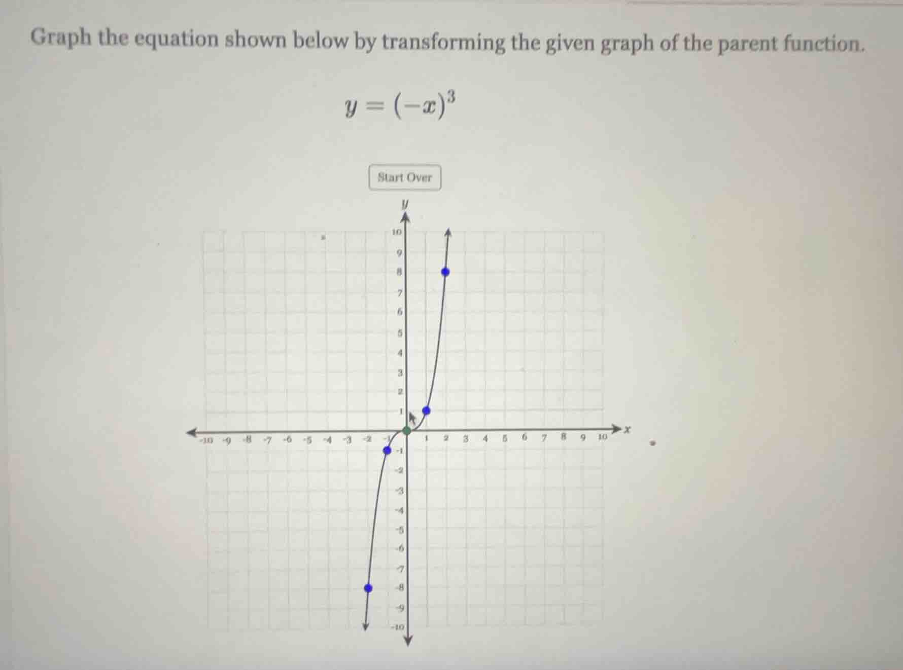 graph the equation shown below by transforming the given graph of the p…
