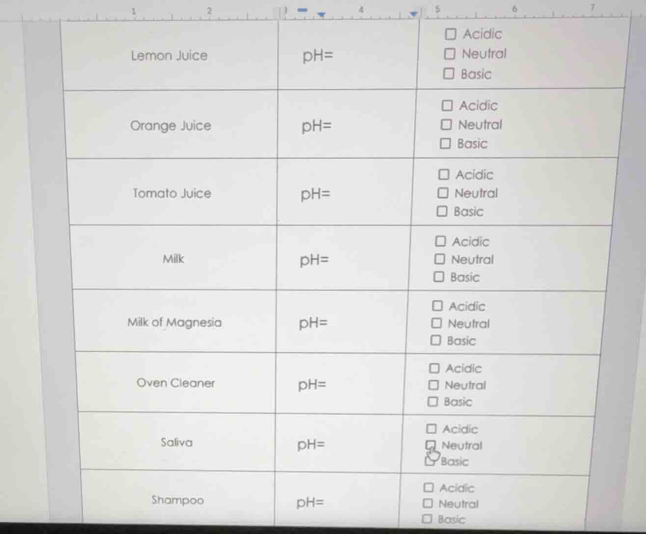 lemon juice ph= acidic neutral basic orange juice ph= acidic neutral ba…