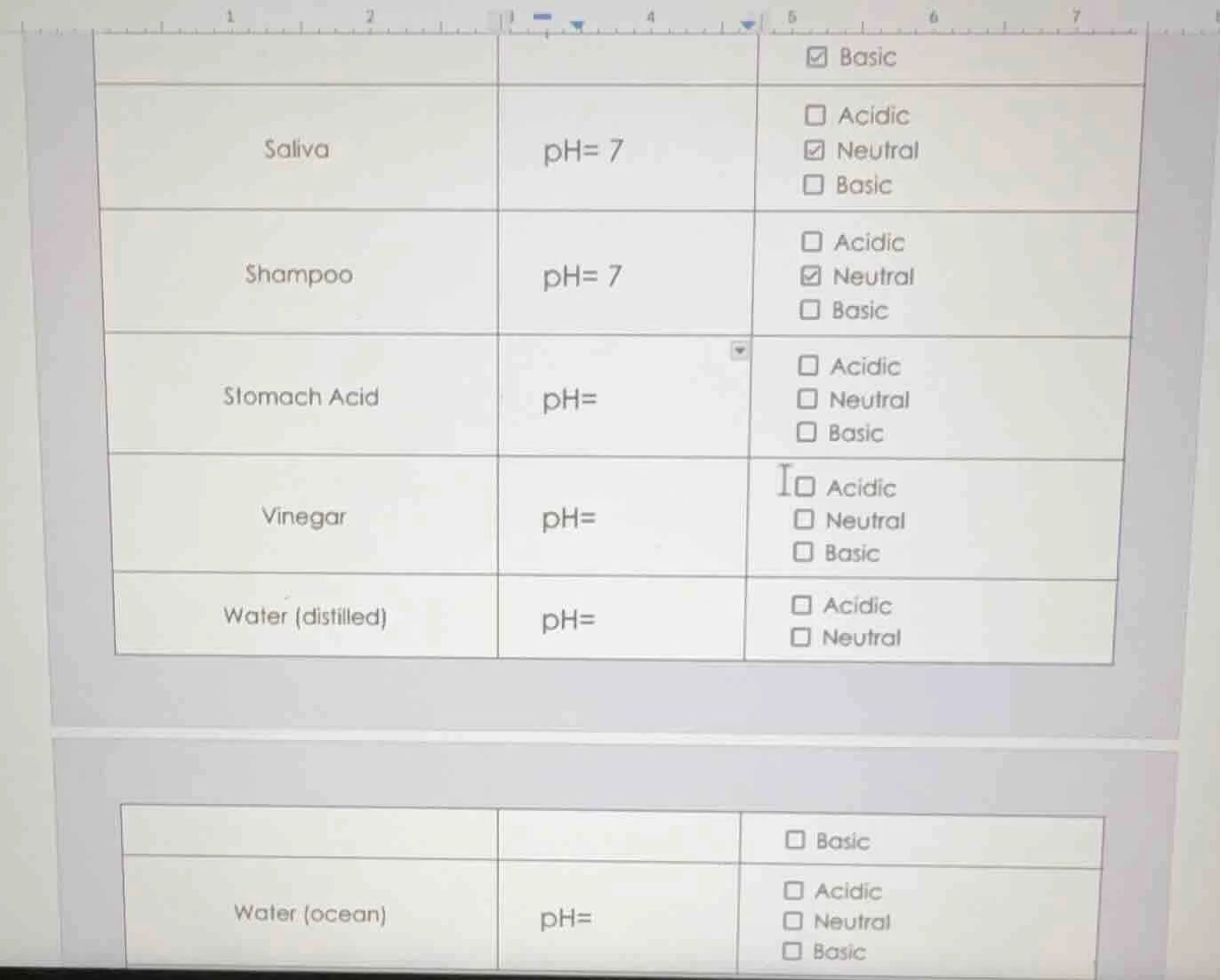 saliva ph=7 acidic neutral basic shampoo ph=7 acidic neutral basic stom…