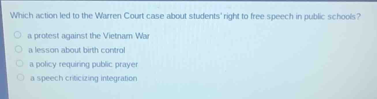 which action led to the warren court case about students right to free …