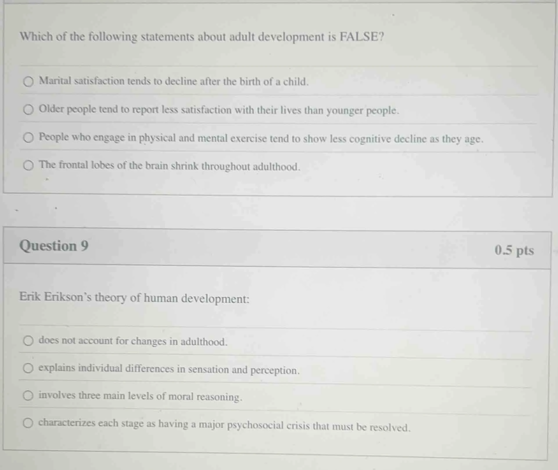 which of the following statements about adult development is false? mar…