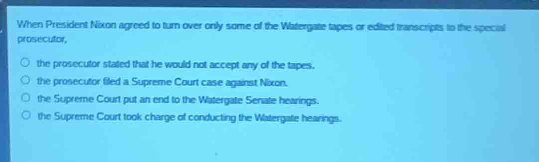 when president nixon agreed to turn over only some of the watergate tap…