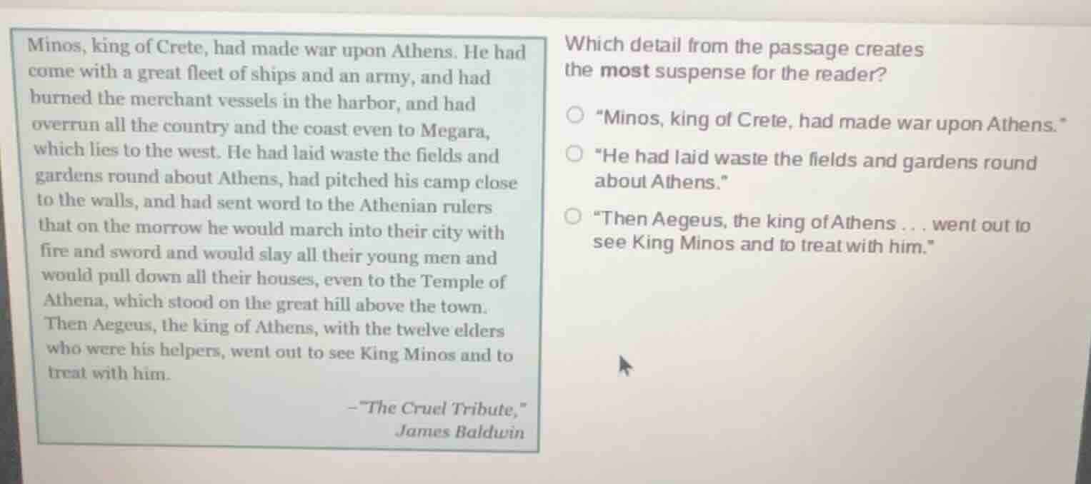 minos, king of crete, had made war upon athens. he had come with a grea…
