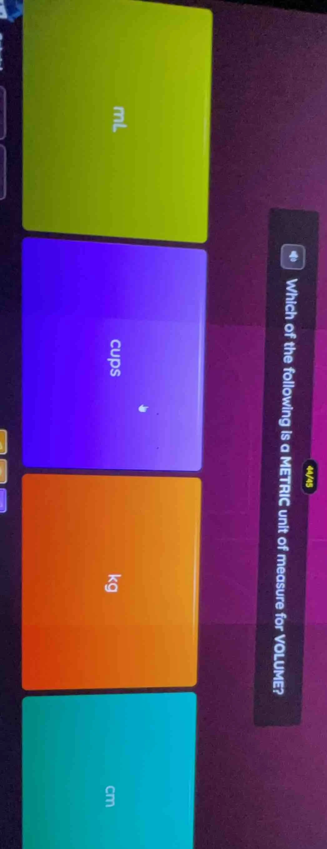 which of the following is a metric unit of measure for volume? ml cups …