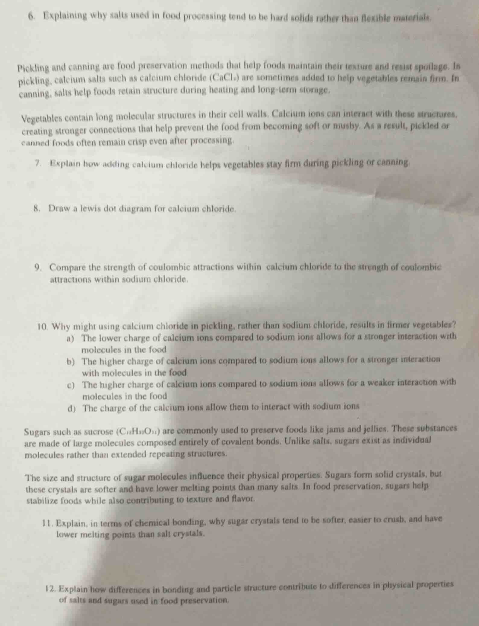 6. explaining why salts used in food processing tend to be hard solids …