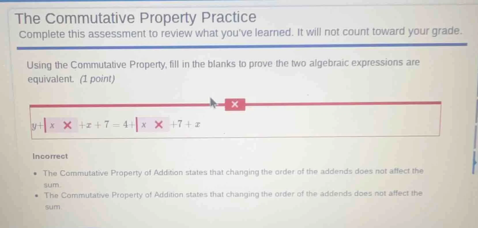 the commutative property practice complete this assessment to review wh…