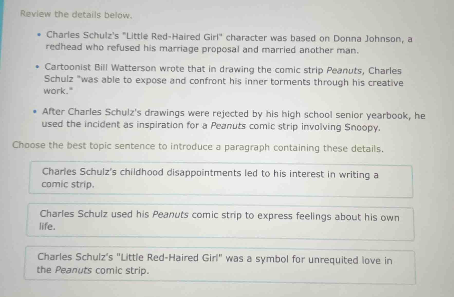 review the details below. - charles schulzs \little red - haired girl\ …