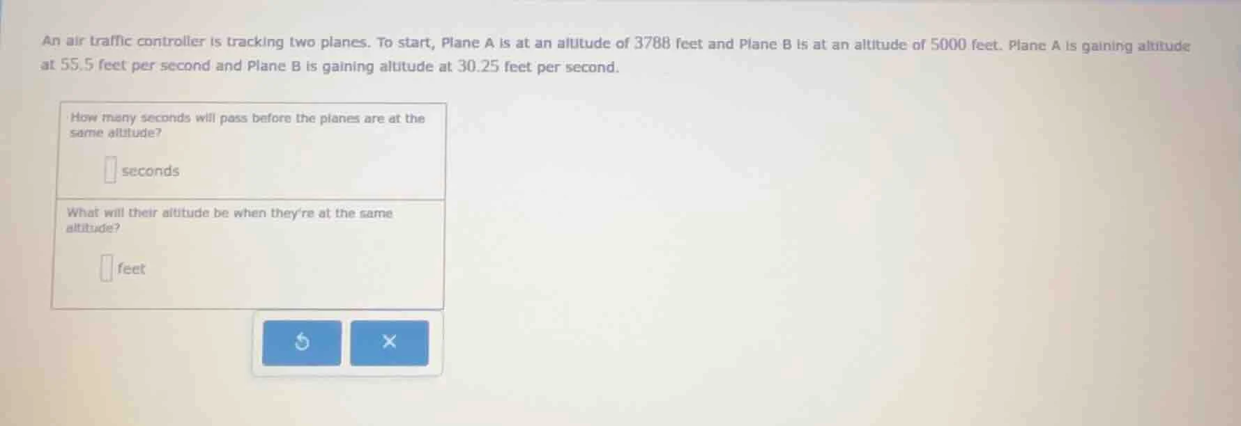 an air traffic controller is tracking two planes. to start, plane a is …