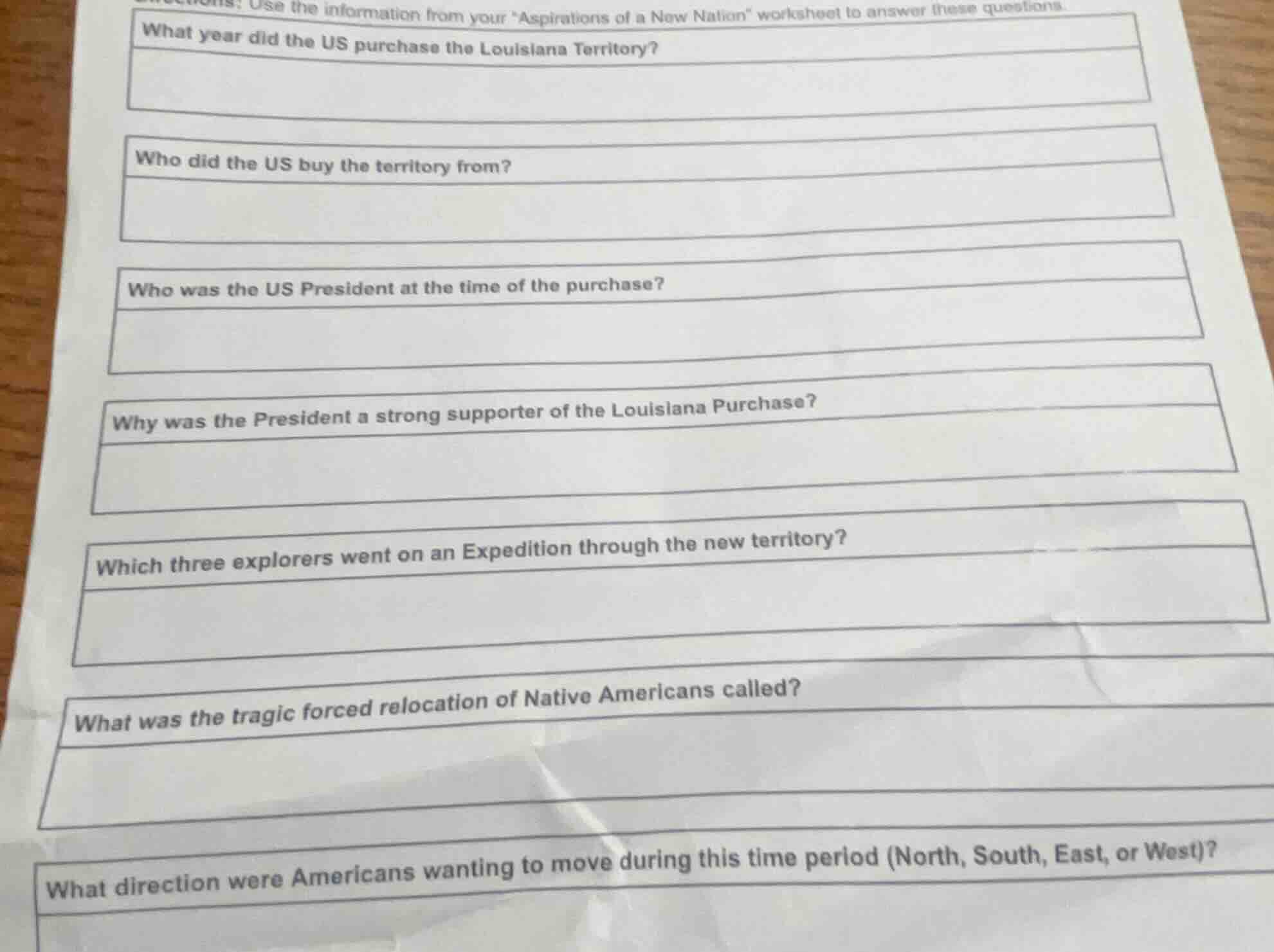 directions: use the information from your \aspirations of a new nation\…