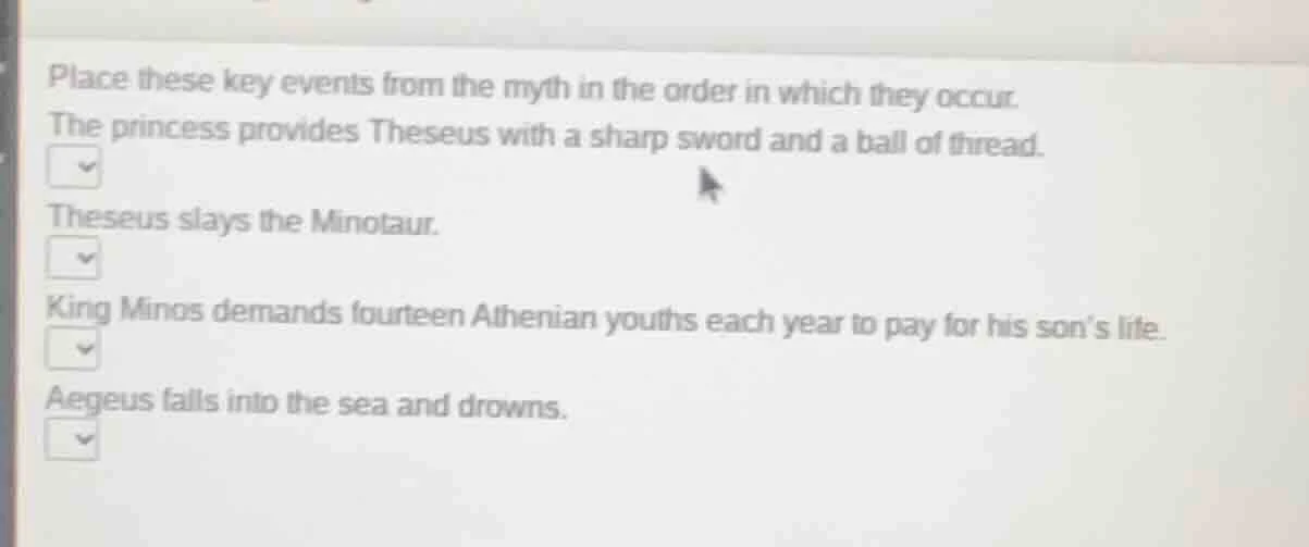place these key events from the myth in the order in which they occur. …