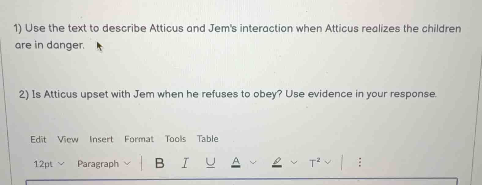 1) use the text to describe atticus and jems interaction when atticus r…
