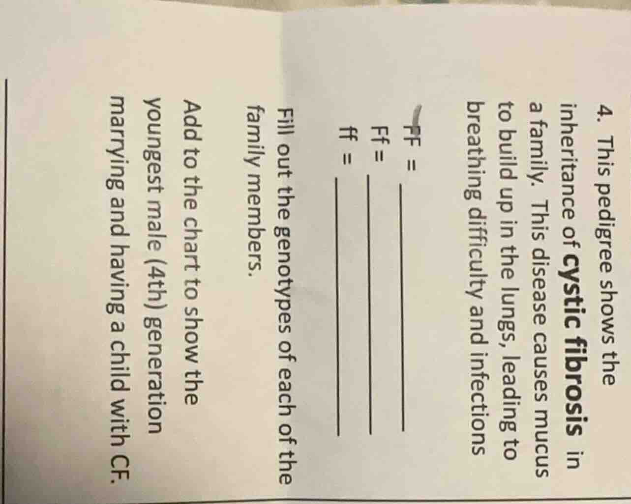 4. this pedigree shows the inheritance of cystic fibrosis in a family. …