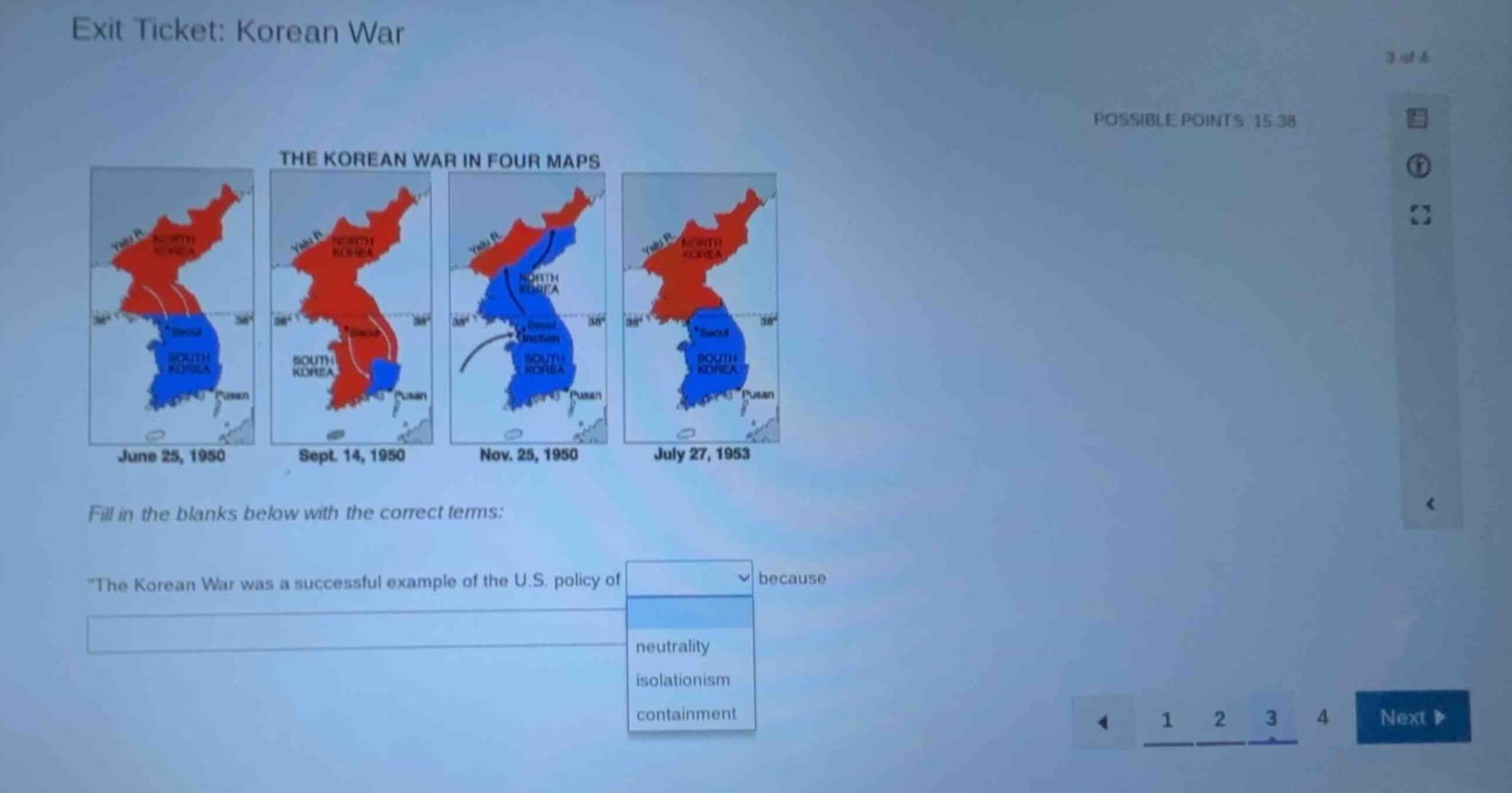 exit ticket: korean war 3 of 4 possible points: 15.38 the korean war in…