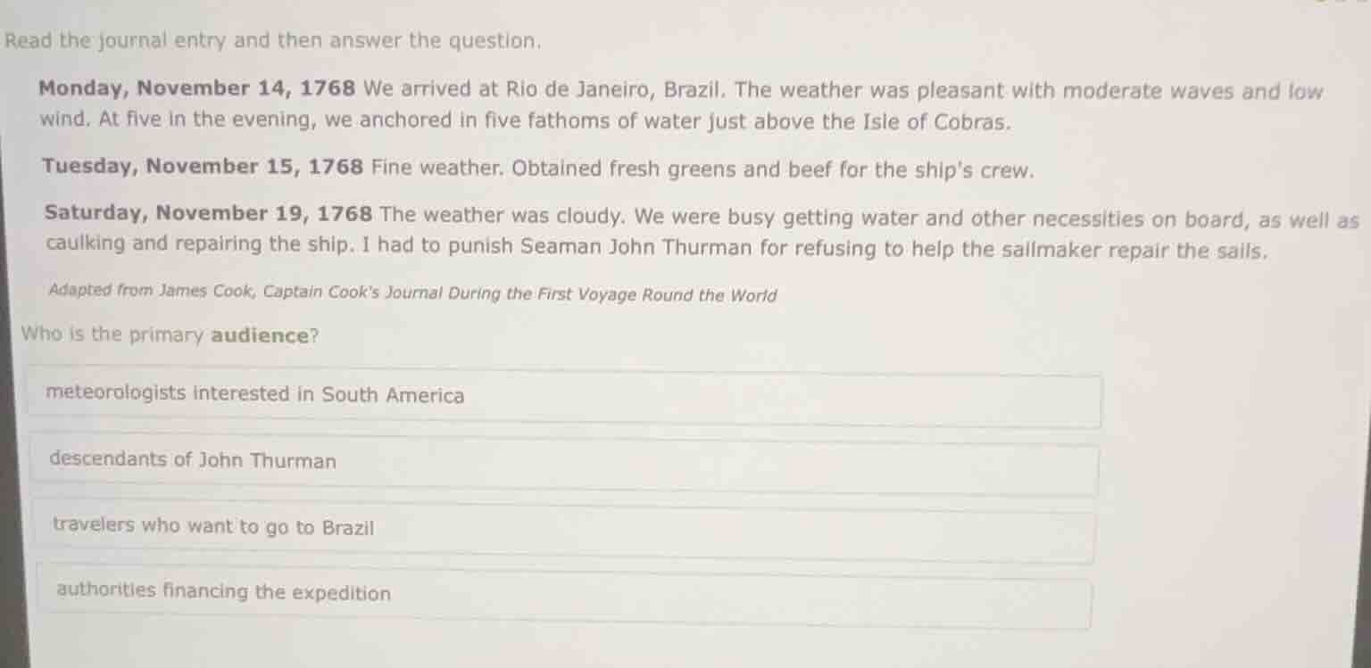read the journal entry and then answer the question. monday, november 1…