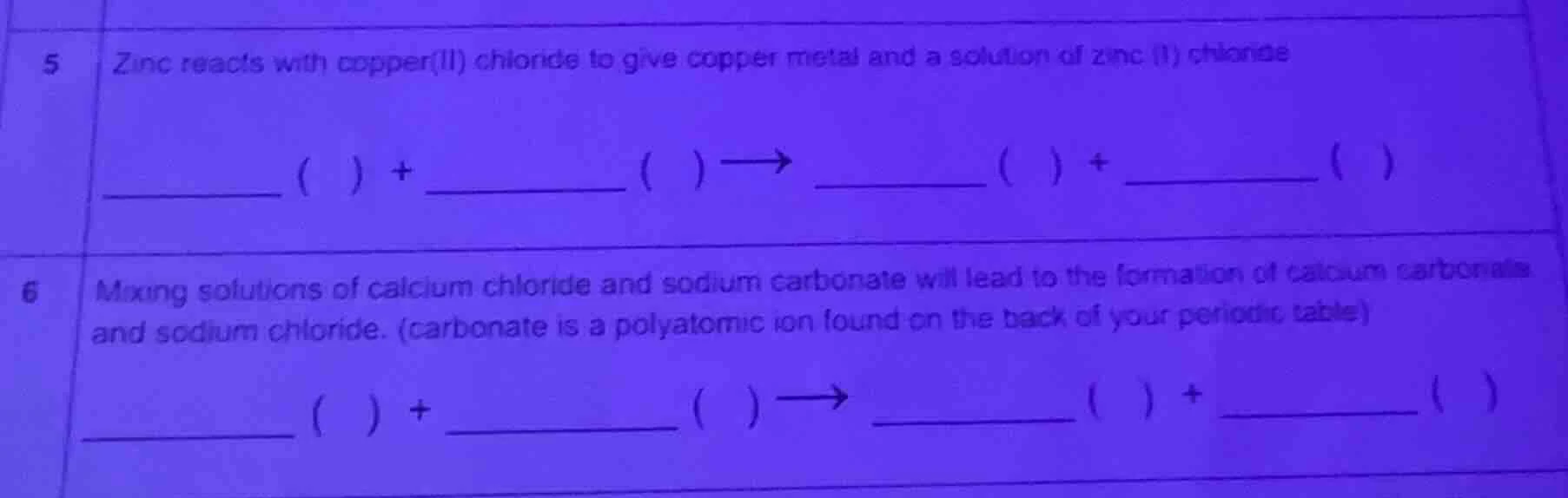 5 zinc reacts with copper(ii) chloride to give copper metal and a solut…