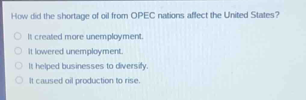 how did the shortage of oil from opec nations affect the united states?…