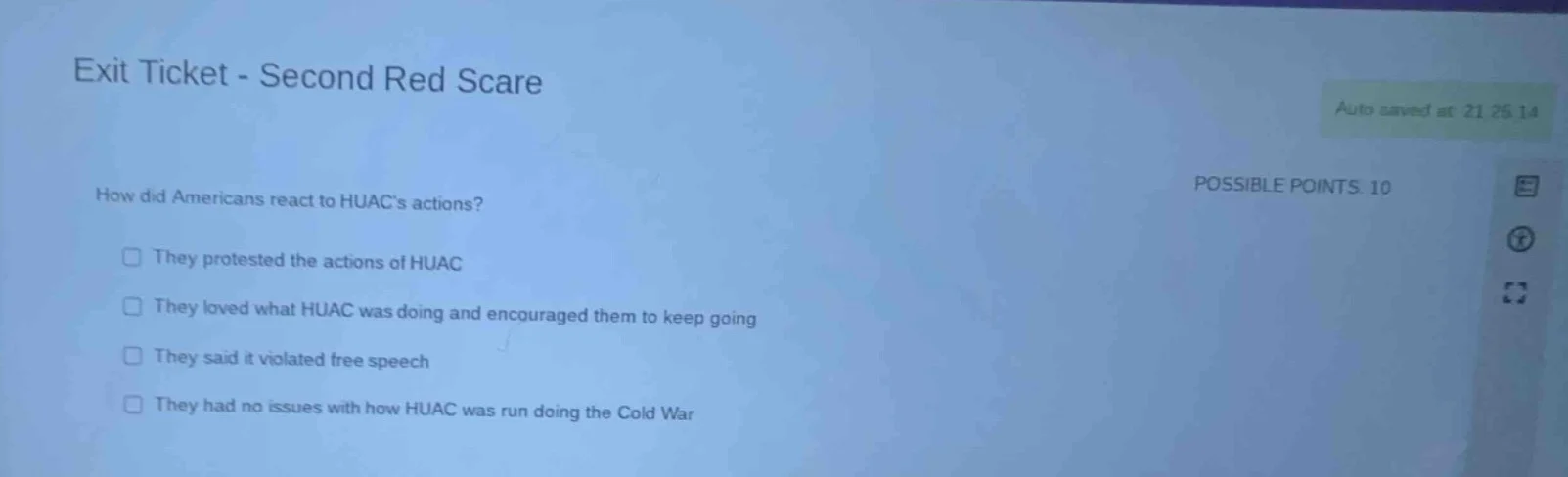 exit ticket - second red scare how did americans react to huacs actions…