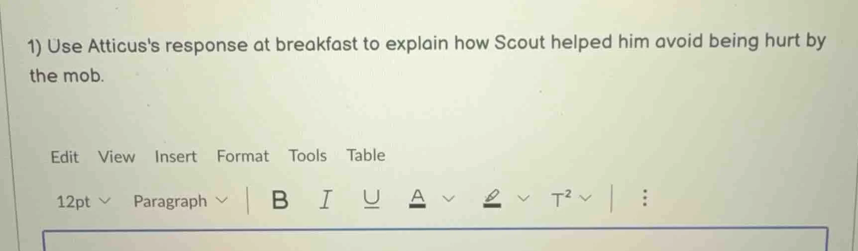 1) use atticuss response at breakfast to explain how scout helped him a…