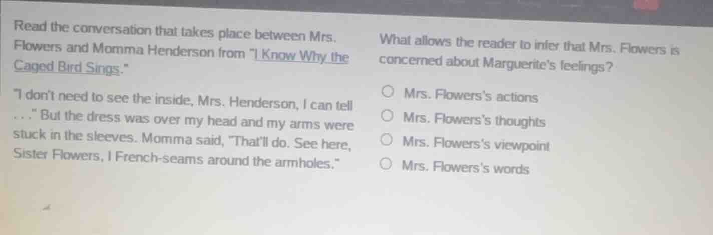 read the conversation that takes place between mrs. flowers and momma h…