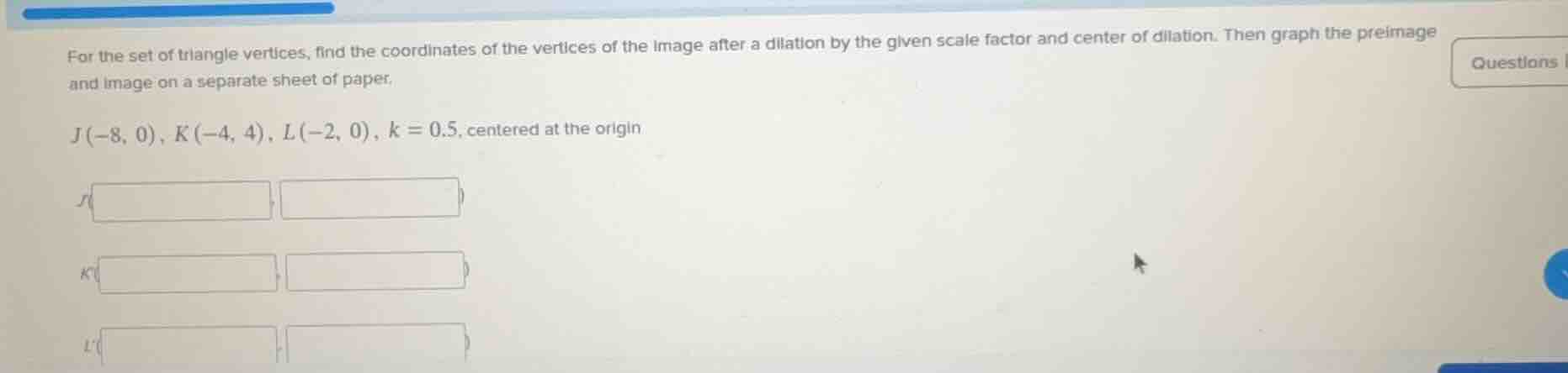for the set of triangle vertices, find the coordinates of the vertices …