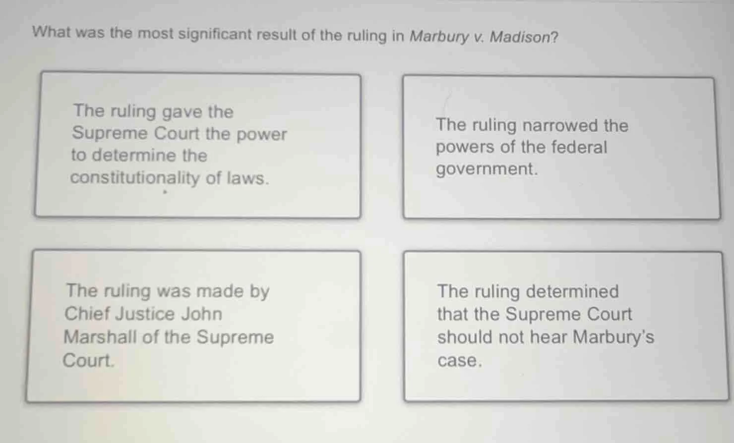 what was the most significant result of the ruling in marbury v. madiso…